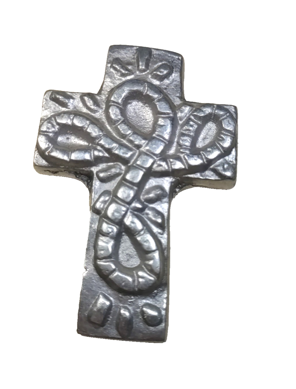 Brutalist Type Cross Silver Tone Pendant Wall Hanging